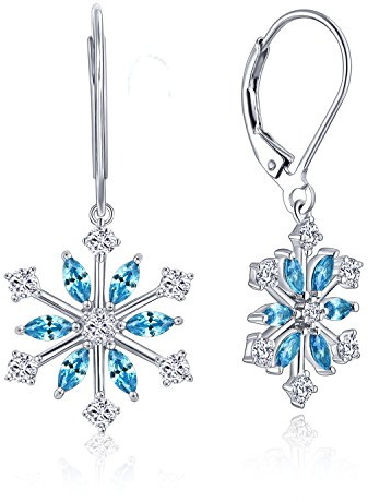 JO WISDOM ohrringe schneeflocke weihnachten silber 925 Damen mit 3A Zirkonia,Schmuck für Frauen