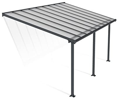 Canopia by Palram Terrassenüberdachung Alu Olympia 3X5.46 Polycarbonat Hohlkammerplatten Pergola 546 x 295 cm Grau zur Überdachung ihrer Terrasse