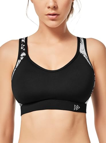Yvette Sport BH Damen Starker Halt,gekreuztes Rücken | Große Größen,fest eingenähte Cups,breite Träger,für Fitness Lauf Reiten