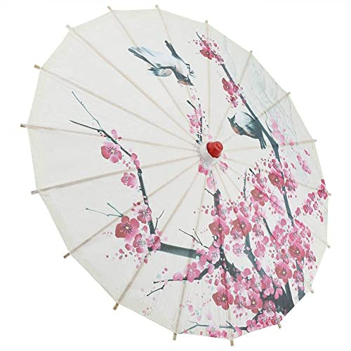 Zerodis Handmade Oiled Paper Umbrella Chinese Art Classical Dance Parasol with Plum Blossom