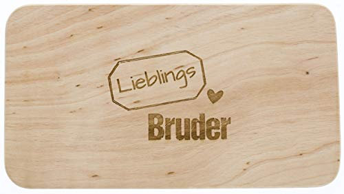LASERHELD Brotzeitbrett Holz Erle, Lieblings Bruder, Geschenk für Bruder, Schneidbrett Holz, Geschenkidee für Brüder