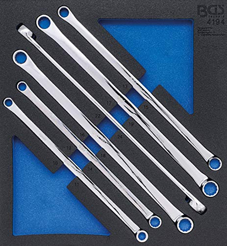 BGS 4194 | Werkstattwageneinlage 2/3: Doppel-Ringschlüssel-Satz | extra lang | SW 10 x 11 - 22 x 24 mm | 6-tlg.