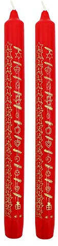 Ebersbacher Kerzenfabrik GmbH Adventskalenderkerzen Sterne rot mit goldenem Druck 2 Stück ca. (ØxH) 22 x 250 mm