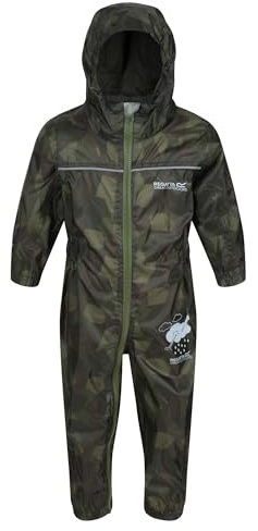 Regatta Great Outdoors Childrens Toddlers Puddle IV Waterproof Rainsuit (24-36 Months) (Cypress Green Camo)