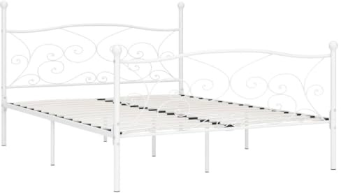 vidaXL Bettgestell mit Lattenrost Weiß Metall 180 × 200 cm
