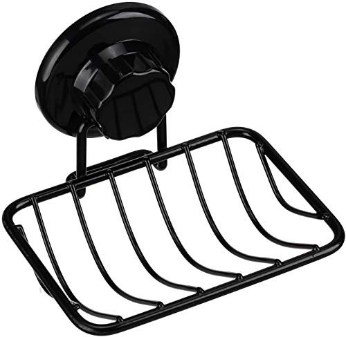 ARCCI Selbstklebende Saugnapf Seifenschale seifenhalter, Super leistungsstarker Saugnapf aus starkem Edelstahl für Dusche Badezimmer Küche (Schwarz)