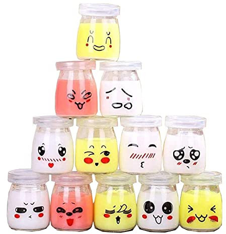 Flliberté Pot Yaourt en Verre avec Couvercle, 12 Pots Yaourt en Verre avec Couvercles, petit Pots en Verre vide pour pour Yaourtière Multicuiseur Thermomix, Cookéo Yaourt Maison (100ml)