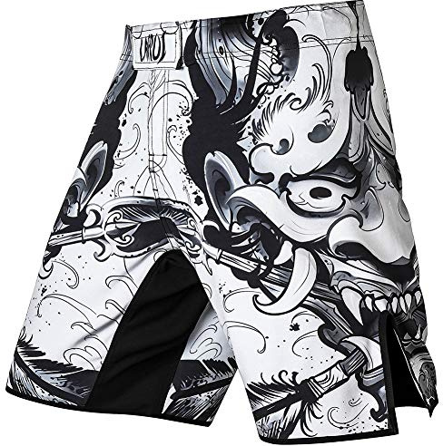 LAFROI Pantalones Cortos de Entrenamiento para Hombre, MMA Cross-Training, con cordón y Bolsillo (Hannya,LG)