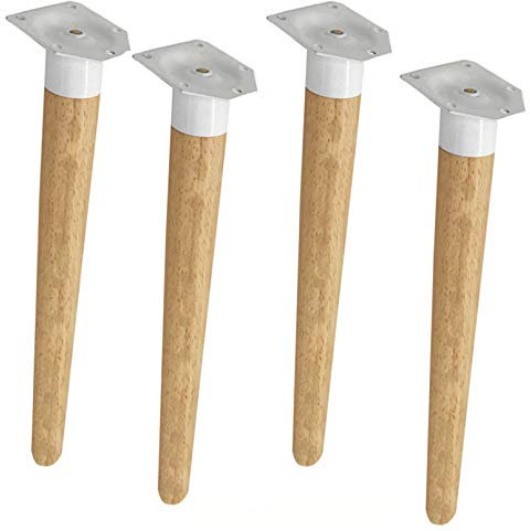 Holz Möbelfüße Tischbeine Möbelbeine Eiche,4 Stück Ersatz Tischfuß für Sofa/Couch/Lounge/Stuhl/Schreibtisch/Schrankfüße Schräge,sich verjüngende Standfüße,Höhe 30-80cm,mit Zubehör(70cm/27.6in)