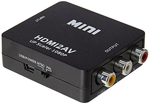 Tec-Digi 6754 RCA to HDMI Converter, 1080P RCA Composite CVBS AV to HDMI Video Audio Converter Adapter Compatible with N64 Wii PS2 Xbox VHS VCR Camera DVD, Support PAL/NTSC with USB Power Cable, White