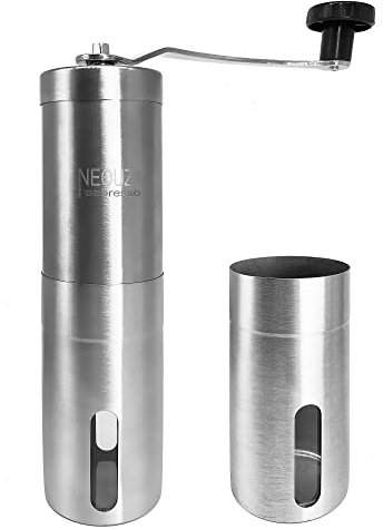 NEOUZA Molinillo de granos de café manual de acero inoxidable y cónico portátil