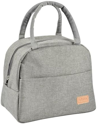 Béaba, Isolierte Lunchtasche für Baby, Kindermahlzeiten, Lunchbox, hält warm und kühl, großes Fassungsvermögen von 5 L, wasserdichter Stoff, mit Vordertasche, weiches Material, Graumeliert