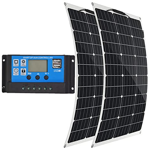 BEIJIAYI Panneau Solaire 1000W 18V, Panneau Solaire Monocristallin 2 Pièces 500w Module Solaire Monocristallin Flexible Chargeur Solaire Portable Etanche pour Camping Bateaux RV