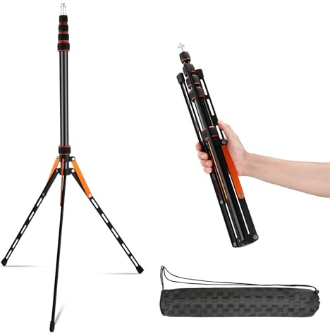 Soopho Portable Photography Light Stand Adjustable 7ft Aluminum Light Tripod Stand with 180° Reversible Leg Reversible Portable Studio Lighting Tripod ，Maximum Height 86.5“/220cm for Flsah Softboxes