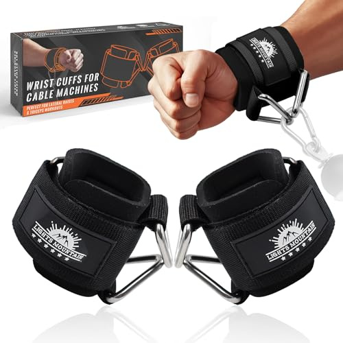 Lights Mountain Wrist Cuffs for Cable Machines – Padded & Adjustable Straps for Lateral Raises, Tricep Pushdowns & Strength Training (Black L)