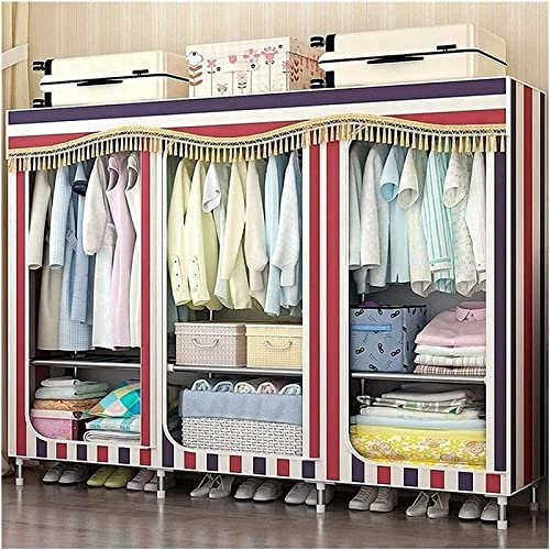 LAMEDOAT Tragbarer Kleiderschrank, Stoffgarderobe, Kleiderschrank, Schlafzimmer, Doppeltuch, einfacher Dicker Stoff, geschlossenes versiegeltes Oxford-Gewebe, 195 x 45 x 170 cm, tragbare Kleidungsgar