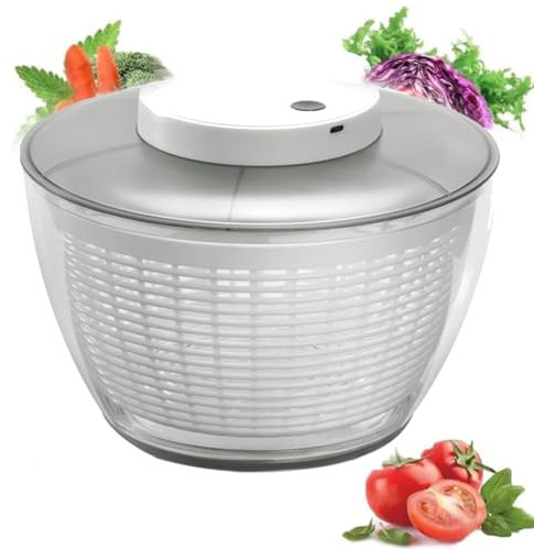QUTBAG Lettuce Spinner Dryer, Electric Salad Spinner USB Rechargeable, Salad Rotator Lettuce Washer, Quick Drying Lettuce Fruit Spinner Material Bowl 4.5L