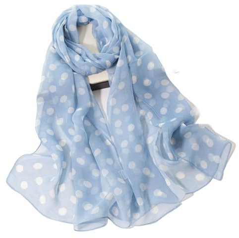 Lange Schals Mit Modischem Aufdruck Für Damen - Halstuch Mit Kleinen Punkten, Sommer-Chiffon-Schal, Dünnes, Weiches Hijab-Kopftuch Mit Vintage-Blumenmuster Für Abendkleider,Dunkelblau,50*160Cm