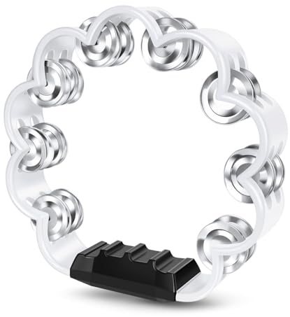 Flexzion Flower Tamburin – 20,3 cm (8 Zoll) Handschlaginstrument mit Metallschellen und ergonomischem Griff – kleine Tamburine für Erwachsene, Kinder, Kirche, Partys und Musikveranstaltungen (weiß)