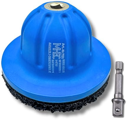 Radnabenschleifer Set mit Akkuschrauber-Adapter – Radnaben- & Felgenreinigung beim Reifenwechsel | Grobschleifscheibe 150 mm aus Siliziumkarbid, passend für 1/2 Schlagschrauber