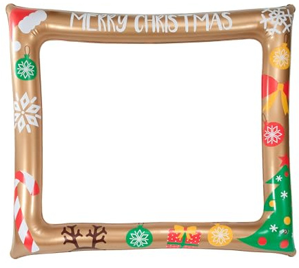 Heveer Weihnachten Aufblasbarer Fotorahmen Selfie Bilderrahmen Weihnachtsfeier Fotorequisiten Party Dekoration für Weihnachten 78x65 cm