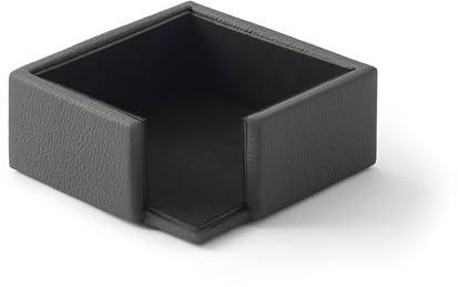Eglooh - Atena - Notizzettel Box Echtes Leder Anthrazit Grau - Zettelbox, Notizklotz, Zettelkasten für Schreibtisch und Büro - cm 11,2 x 11,2 x H.4,5 - Made in Italy