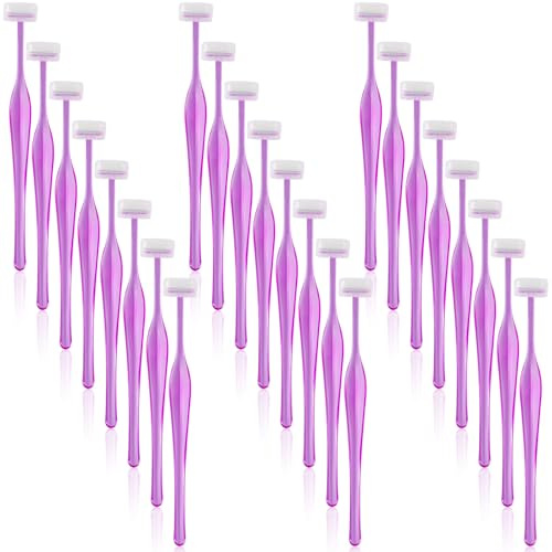CustomyLife Confezione da 24 rasoi per sopracciglia, in acciaio inox, per la rimozione dei peli del viso, colore viola, per trucco donne e uomini