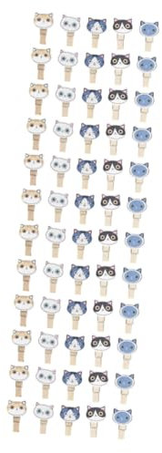 Amosfun 90pcs Cat Essential Clips Wooden Photo Clamps Wall Decorative Clips Diy Picture Holder Natural Wall