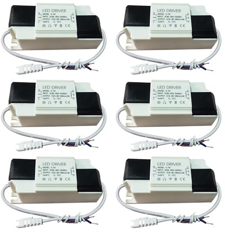 FSLiving Trasformatore LED 3 – 7 W, trasformatore LED da 230 V a 12 – 26 VDC, alimentatore di rete per strisce luminose LED, faretti LED, confezione da 6