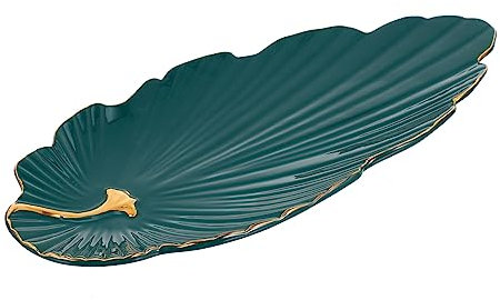 TINEASUR Assiette Céramique Décorative Forme Pour Bijoux Et Plats Service à Sushi Et Dumplings Design Oriental Naturel Petite Couleur Verte