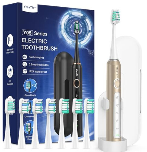 Electric Toothbrush for Kids - Sonic Toothbrush with 8 Toothbrush Heads, 90 Days Battery Life, 50,000 VPM, 5 Cleaning Modes with Teeth Whitening, Travel Case, 2 Minute Smart Timer