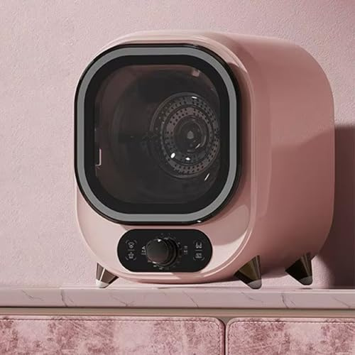 KYZTMHC Secadora de Ropa de Condensador, Mini Secadora Centrifugada, 5 Modos de Secado, Carga de 0,8 kg, Secadora de Condensador Portátil Pequeña, para Uso en Encimera o Montado en la Pared(Pink)