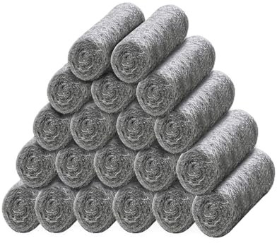 ARVO Steel Wire Wool Pack of 20 – Grade 0 Steel for Mice Control, Cleaning & Polishing – Fine Wire Wool Mice Blocker for Small Gaps – 20 Small Rolls (Each 2.3 cm x 7 cm)