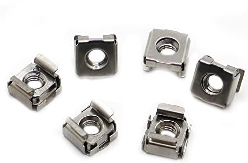 GeOinQL Tuerca Flotante,Tuercas Jaula Zinc, Tuerca enjaulada Flotante con Clip Cuadrado de Acero Inoxidable 304 A2-70 for Montaje en Estante de gabinete de Servidor(M6 5pcs)