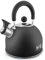 Trail 2L Whistling Camping Kettle, Polished Stainless Steel, Durable Lightweight, Easy Pour Spout, Folding Heat Resistant Handle, Fast Boil Travel, Outdoor Fishing Hiking, 15cm x 18cm, 0.42kg (Black)