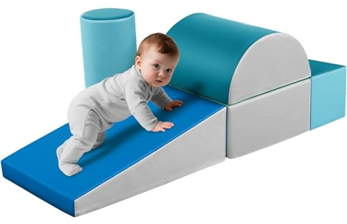 Wilwolfer Indoor Soft Play Equipment for Toddlers: 5 PCS PU Leather Baby Soft Play Set for Climbing and Crawling - Foam Blocks Toys Cylinder Set for Kids Motor Development