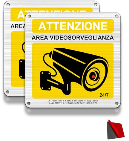 FloraVigo Panel de cámara, 2 etiquetas de alarma de casa, 15×15 cm, panel de alarma de seguridad, interior/exterior, panel de aluminio, placa de alarma con pegatinas (ZONA VIDEOVIGILADA*2)