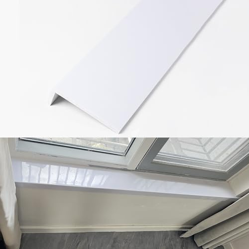 Copertura Decorativa per Davanzali Interni, Pannello di Copertura per Davanzali Bianco A Forma di L, Profili per Davanzali su Misura, Impermeabili, (L) (70 Cm/27,6 Pollici)