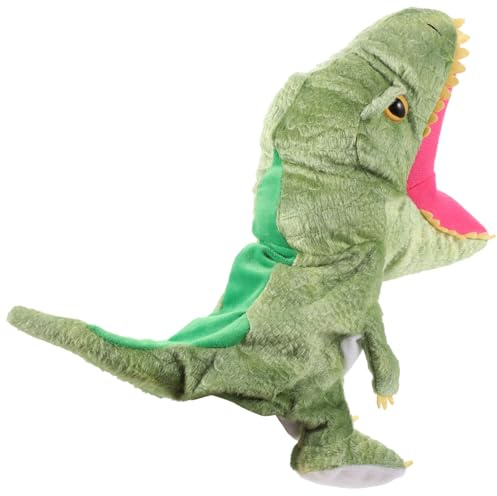 FRCOLOR Tyrannosaurus Dinosaurier Handpuppe Für Kinder Grüne Plüsch Fingerpuppe Mit Beweglichem Maul Realistisches Dinosaurierspielzeug Für Rollenspiele Und Motorische Entwicklung
