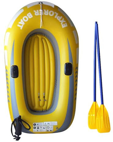 2 Person Inflatable Kayak - Thickened Folding PVC Boat, Portable Raft | Durable Blow Up Boat with Paddle Lock, Air Chambers, Pump for Summer Fishing, Camping, River, Pool Adventures