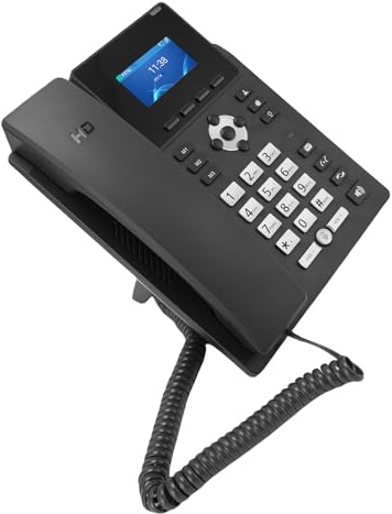 Luocute Telefono IP Aziendale, 2 Linee di Servizio da 2,4 Pollici Display A Colori Dual 1000m RJ45, Compatibile per USB A, RJ9, Porta EHS, Poe 5.0. Cancellazione del Rumore, Adatto