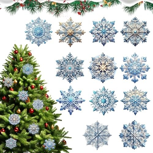 36 Stück Schneeflocke Deko Holz Anhänger Weihnachten Schneeflocken Holzanhänger Weihnachtsdeko Blau Weihnachtanhänger Weihnachtsdeko Innen für Weihnachtlicher Baumschmuck Christbaum Geschenk