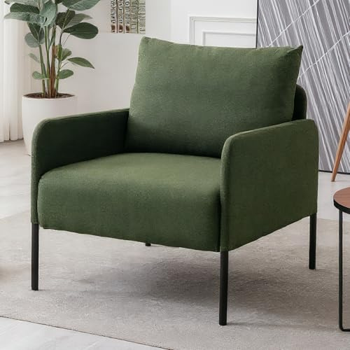 Ya-Home Sofa 1 sitzer Stoffsofa Leinen Einzelsofa mit Armlehnen modernes Polstersofa mit Metallbeinen mini Couch für Wohnzimmer/Schlafzimmer/Büro, Grün