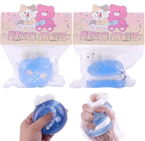 Anboor 2 Stück Eisbär-Kaninchen-Squishy-Spielzeug, realistische klebrige Tier-Squeeze-Spielzeuge zum Stressabbau, Stressbälle für Kinder und Erwachsene, Geburtstagsgeschenke (Eisbär, Kaninchen)
