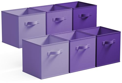 GRANNY SAYS Storage Cube Boxes 27x27 cm, Pack of 6 Fabric Storage Cubes, Square Cloth Baskets for Shelves, Foldable Cube Boxes, Cubby Unit Bins for Organising Accessories, Purple Gradient | Collapsible Cube Storage Organizer with Thickened Base Plate, Sturdy Handles, Decorative Baskets for Shelves, Closet