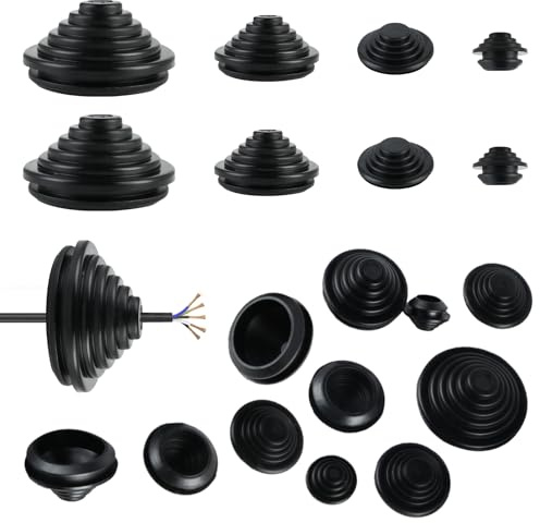 MumdoYAL 70 Stück Kabeldurchführung Gummi 10/20/25/30Mm Schwarz, Kabeldurchführung Wasserdicht, Gummitülle, Kabeltülle, Für Kabeldichtungen, Sanitärinstallationen, Autos Und Boote