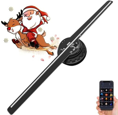 Il Mio Holo Screen, Myholoscreen, Ventilatore Olografico My Holo Screen, Ventilatore Proiettore LED 3D per Albero di Natale, Proiettore Olografico con WiFi, Schermo LED Rotante, Ologramma LED