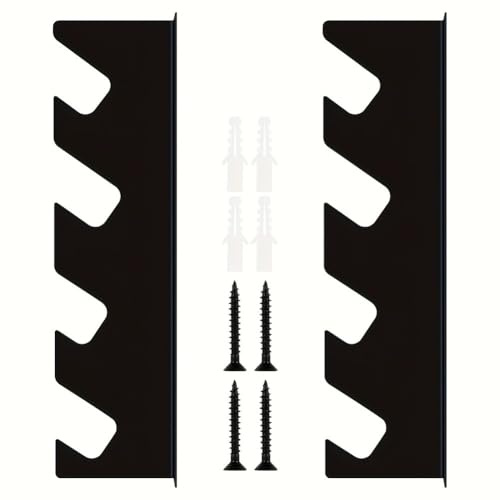 Gettimore Wall-Mounted Garage Tool Organizer Rack for Sheds and Gardens, Metal Storage Bracket for Shovels Rakes and Brooms, 2-Pack, Black
