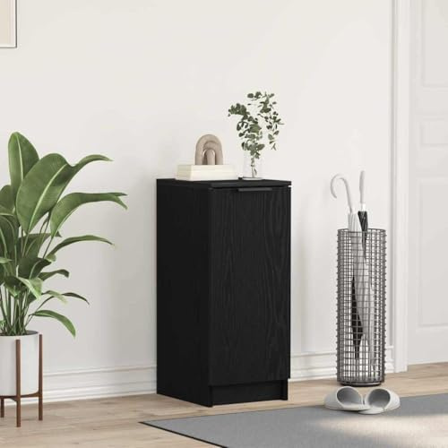 Augerqir Armoire à chaussures avec étagère, aspect chêne noir, 29,5 x 35 x 70 cm, intérieur avec 3 étagères et porte pour un rangement ordonné et une armoire de ménage élégante