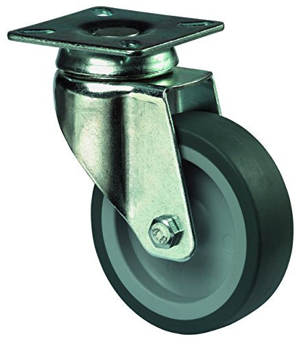 BS Rollen A100.A80.050 Apparaterolle, Lenkrolle, Ø 50 mm, Anschraubplatte, Gummirad blaugrau, für harte Böden